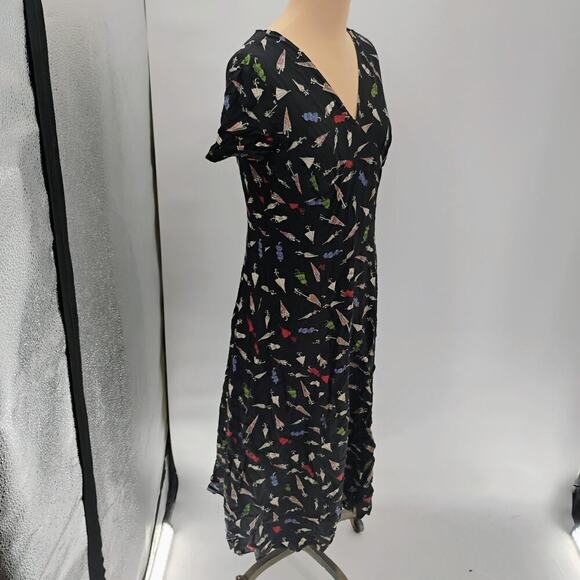 BANANA REPUBLIC midi DRESS vintage umbrellas novelty print made in hong kong - Picture 11 of 13